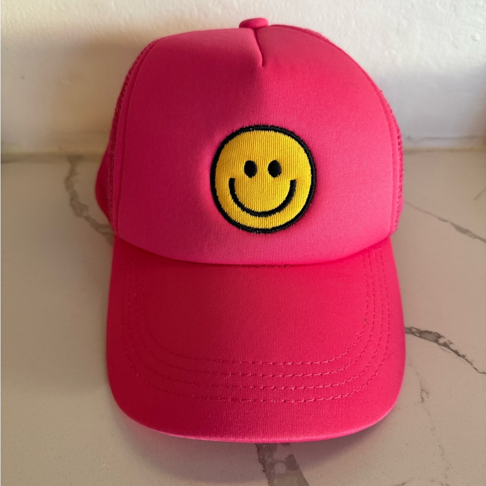 Pink Smiley Face Trucker Hat